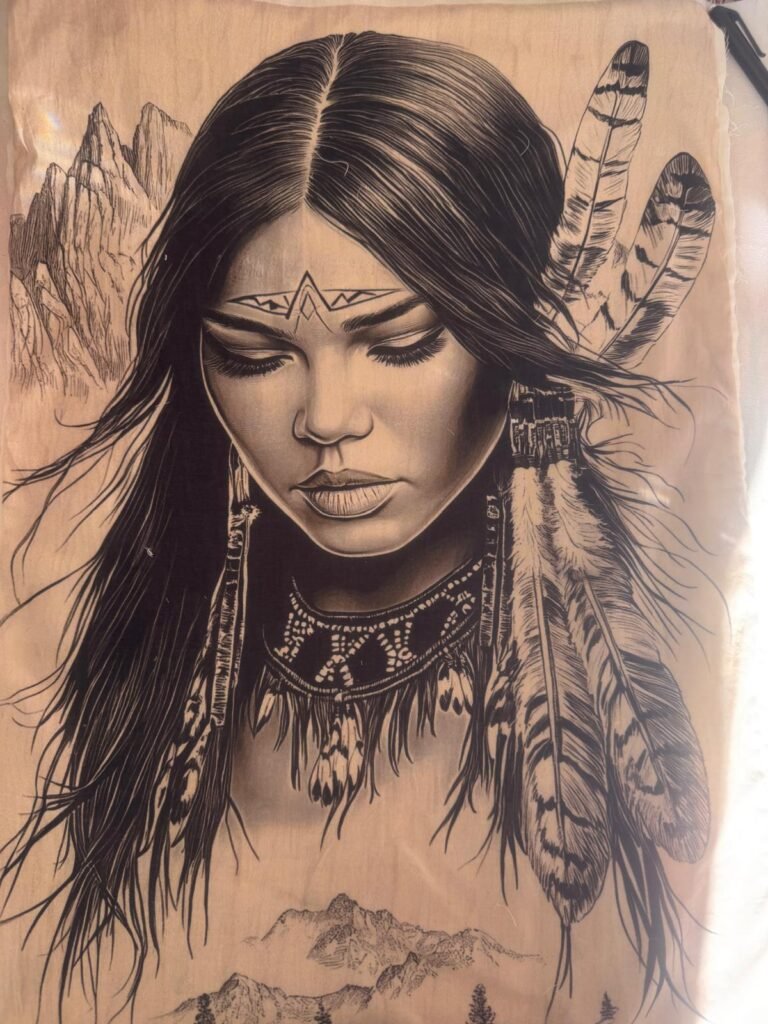 Native American Woman Portrait Laser Digital Patches 24.5 x 16 Inch – LP0043