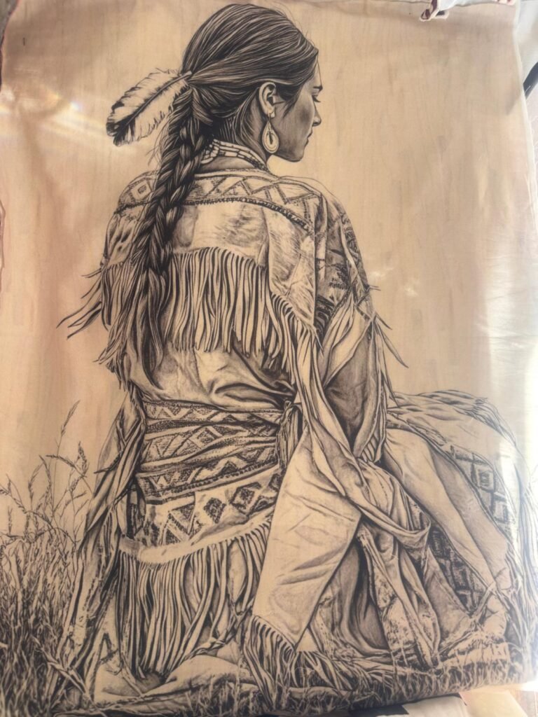 Native American Woman Portrait Laser Digital Patches 25 x 19 Inch – LP0046