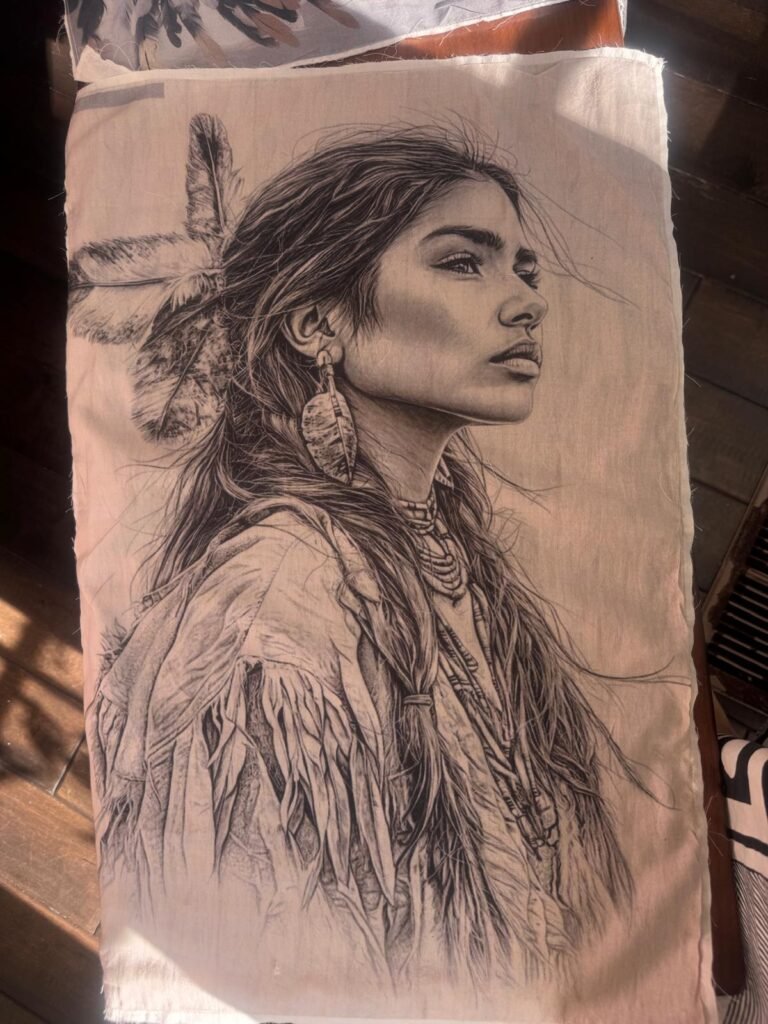 Native Tribal Woman Portrait Laser Digital Patches 24 x 16.5 Inch – LP0050