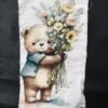 Teddy Bear Artwork Print Cotton Fabric Sew Onn Patch 9 x 5 Inch – SP0004