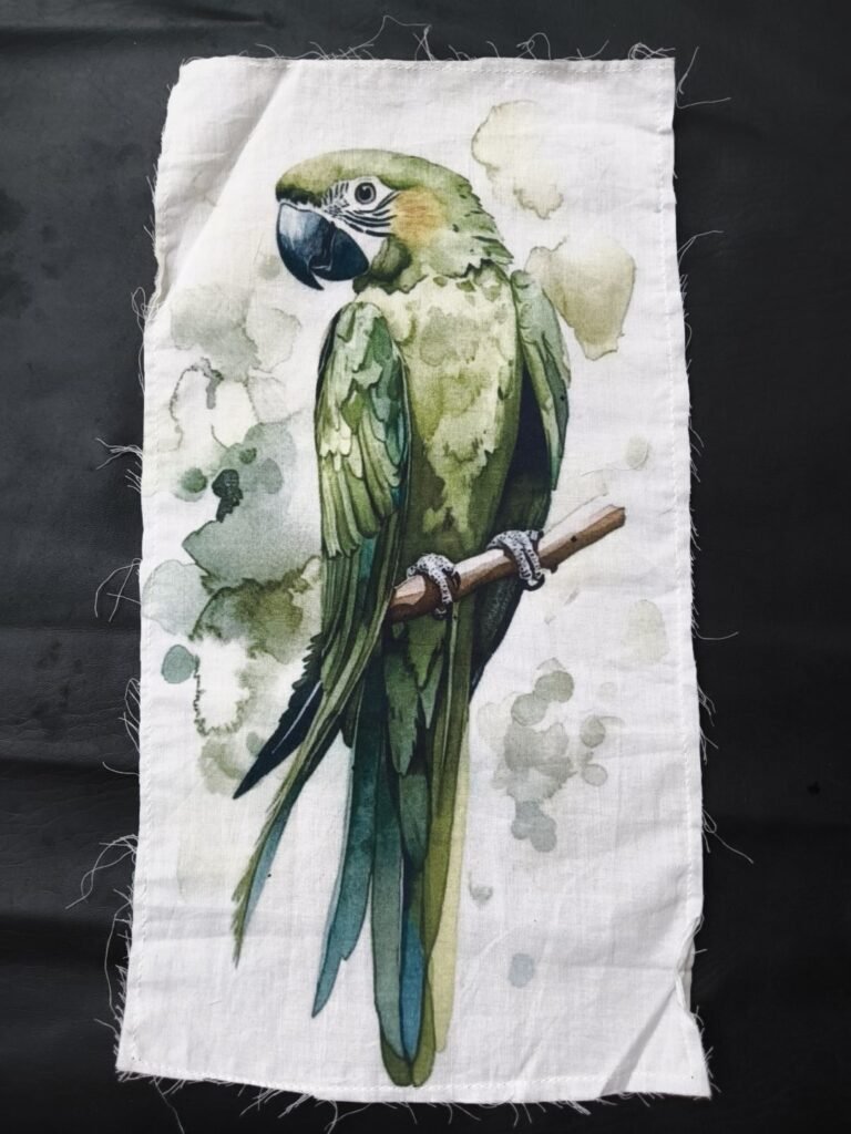 Parrot Print Cotton Fabric Sew Onn Patch 13 x 6.5 Inch – LP0027