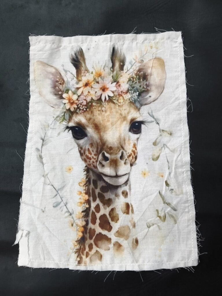 Giraffe Artwork Print Cotton Fabric Sew Onn Patch 8.5 x 6 Inch – SP0002