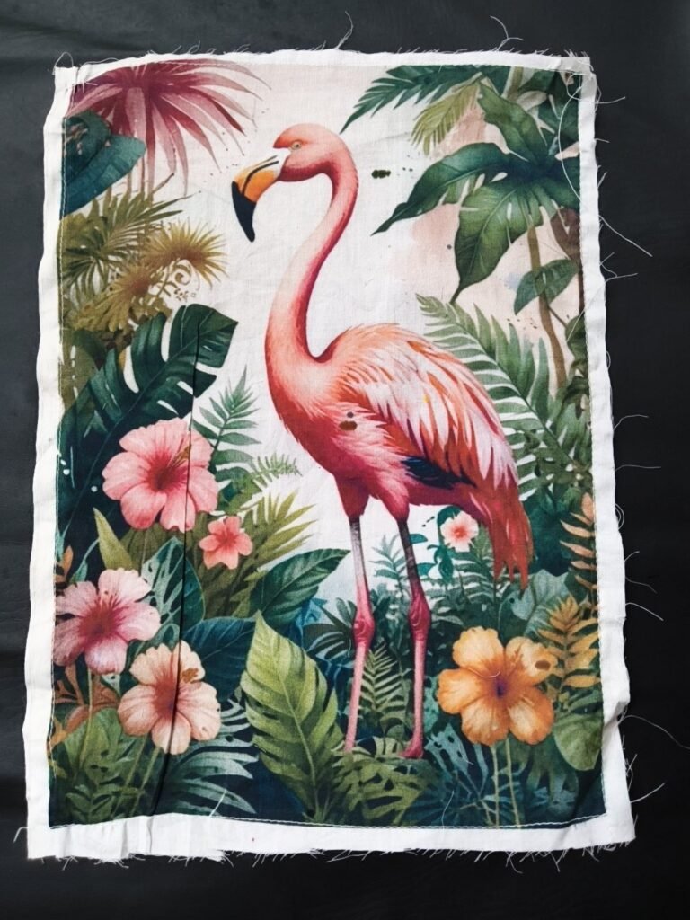 Flamingos Print Cotton Fabric Sew Onn Patch 12 x 8.5 Inch – LP0002